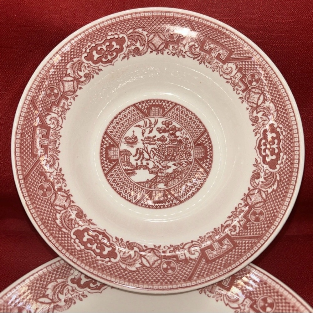 Royal China Willow Ware 6” Soup/Dessert/salad Bowls Pink/Red Vintage Fine!